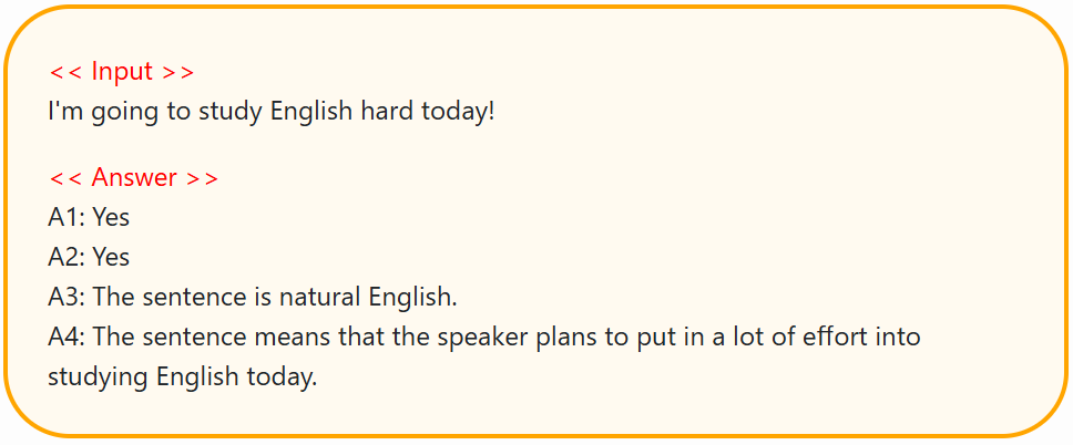 英語でひとりごとの結果例